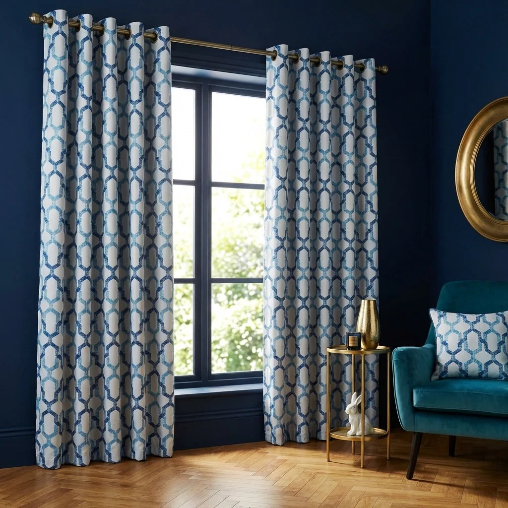 Georgia Blue Thermal Blackout Eyelet Curtains