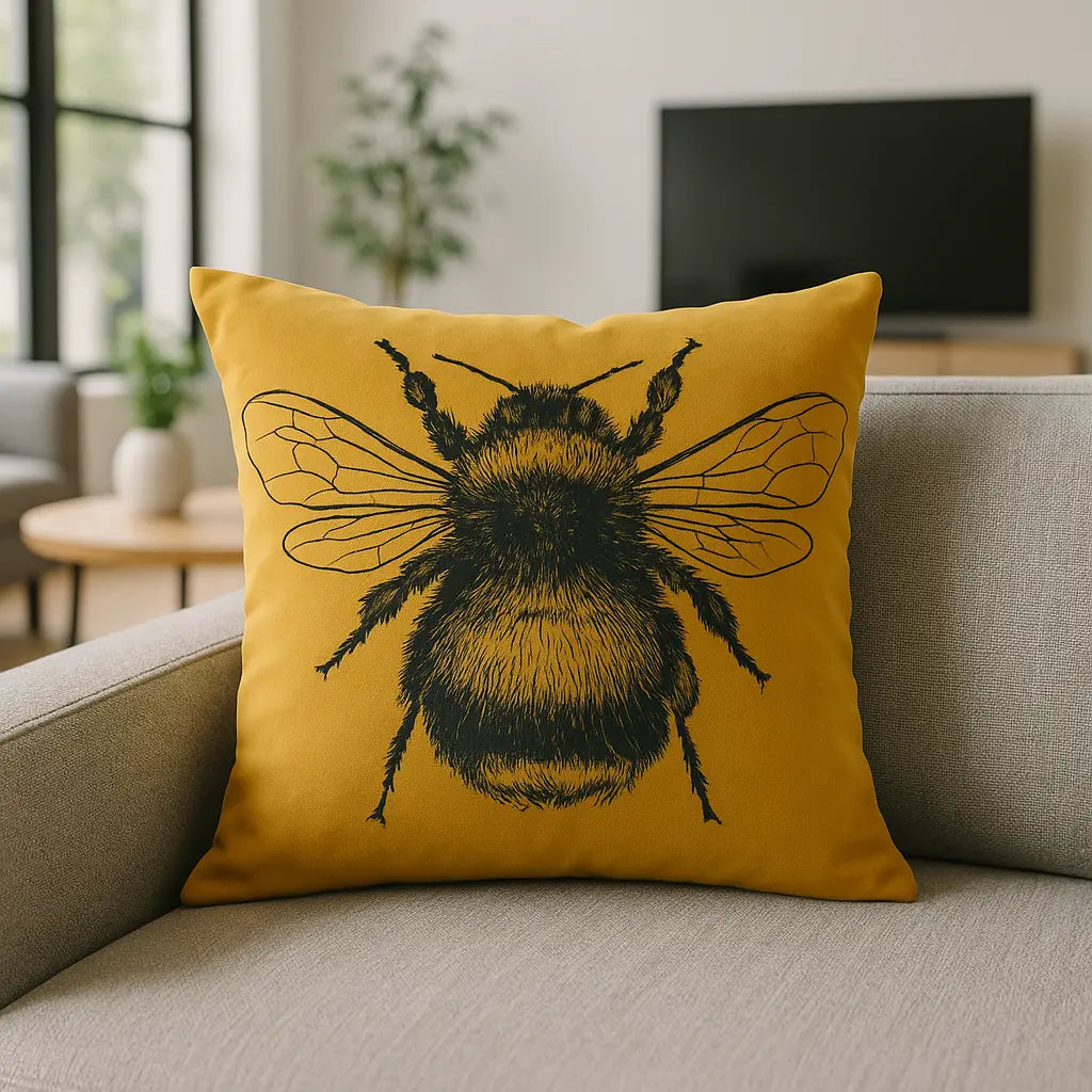 Gold Bee Cushion Cover / Filled Cushion by Evans Lichfield 5