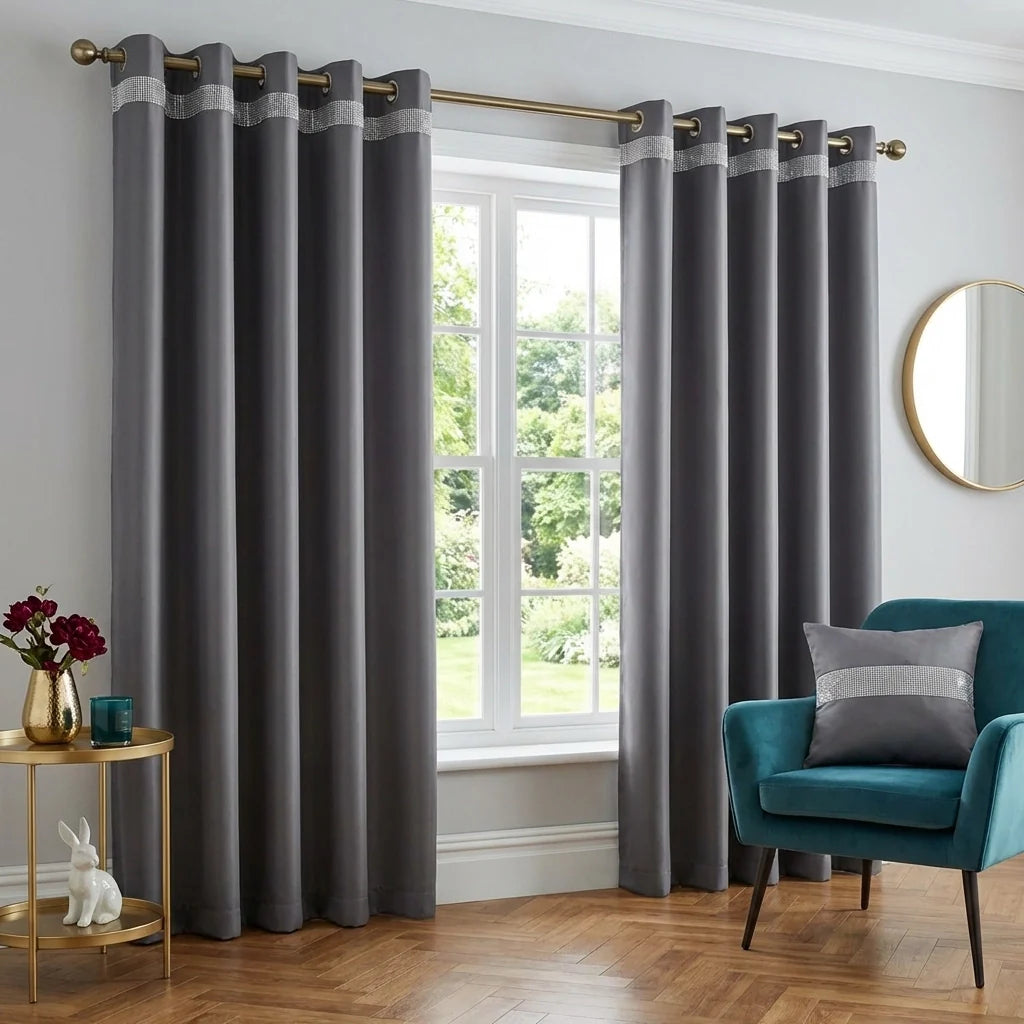 Palace Silver Thermal Blackout Dimout Eyelet Curtains