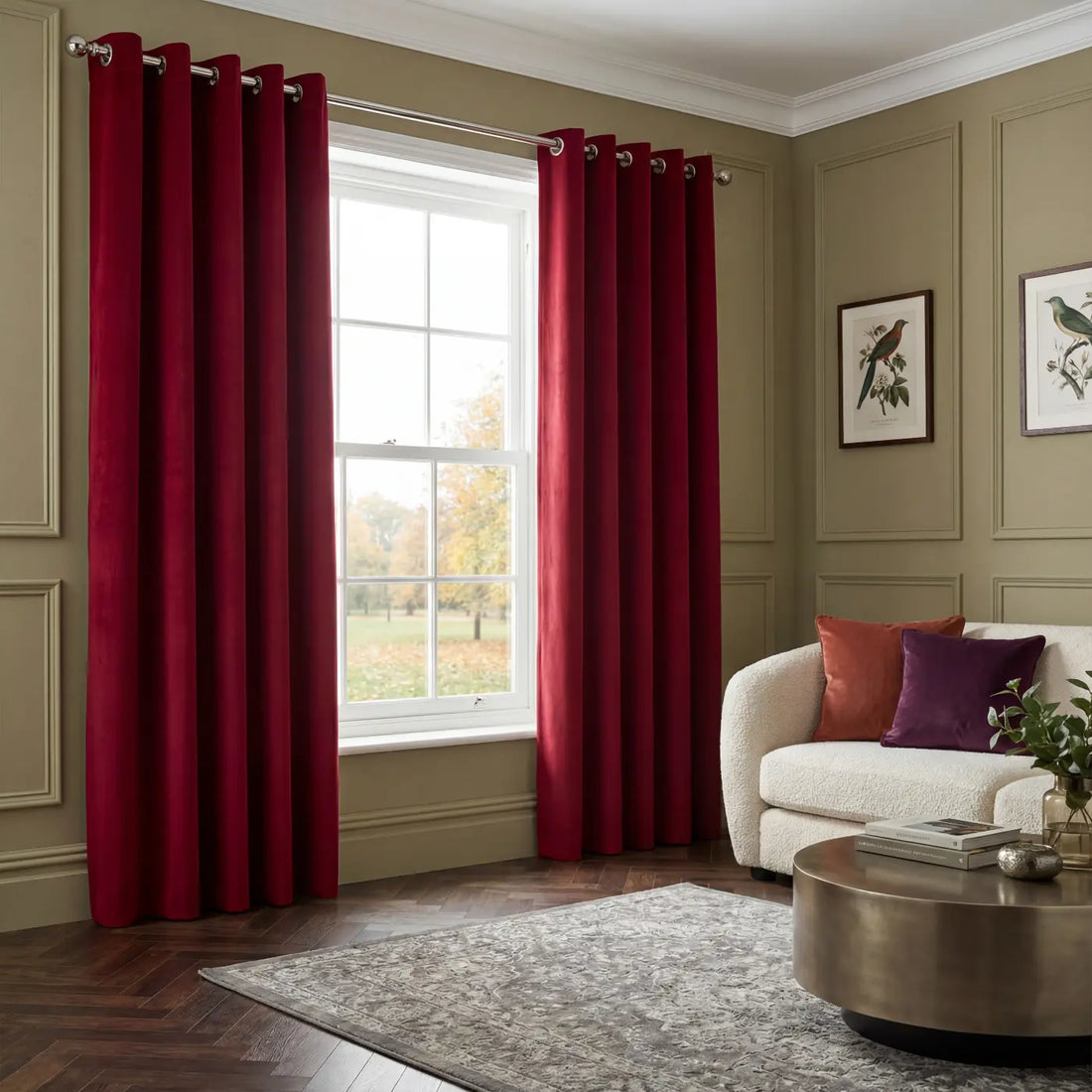 Red Velvet Thermal Blackout Eyelet Curtains