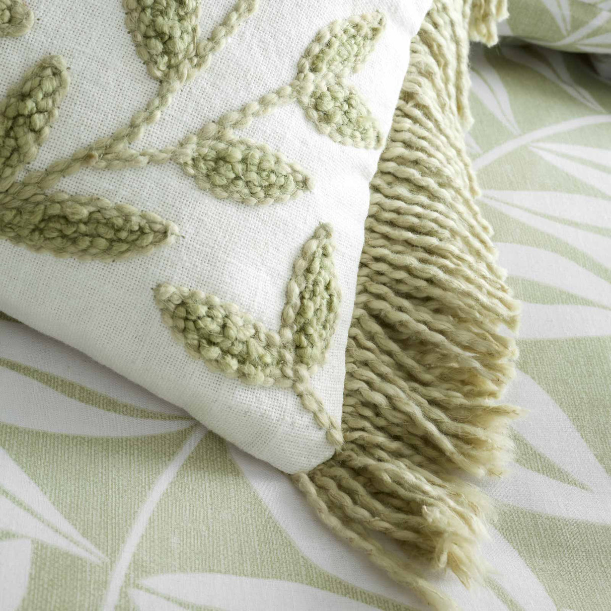 Catherine Lansfield Tufted Sorrel Leaf Filled Cushion 30cm x 40cm 2