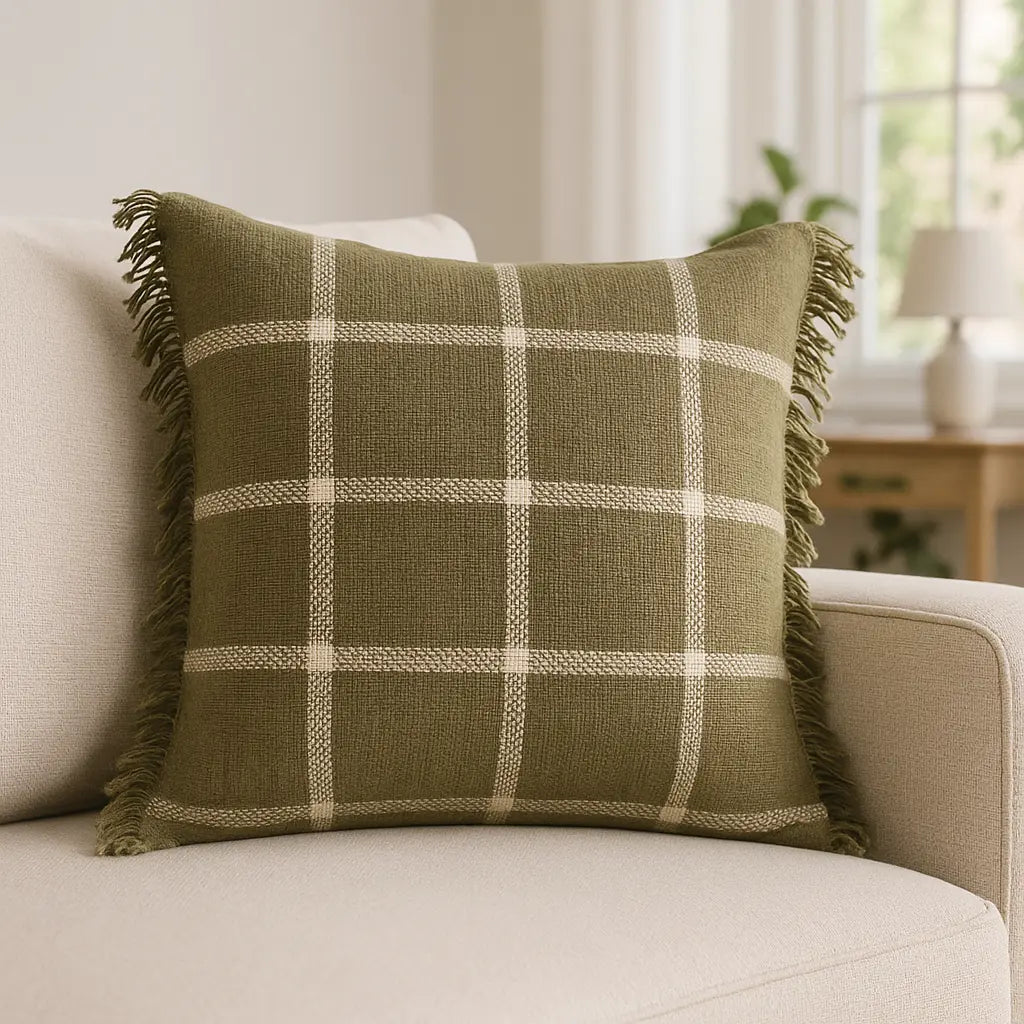 Beni 100% Cotton Moss + Natural Cushion Cover 45cm x 45cm