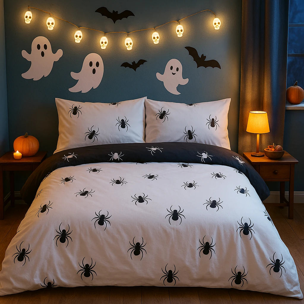 So Soft Black Spider Duvet Cover Set - Multicolour