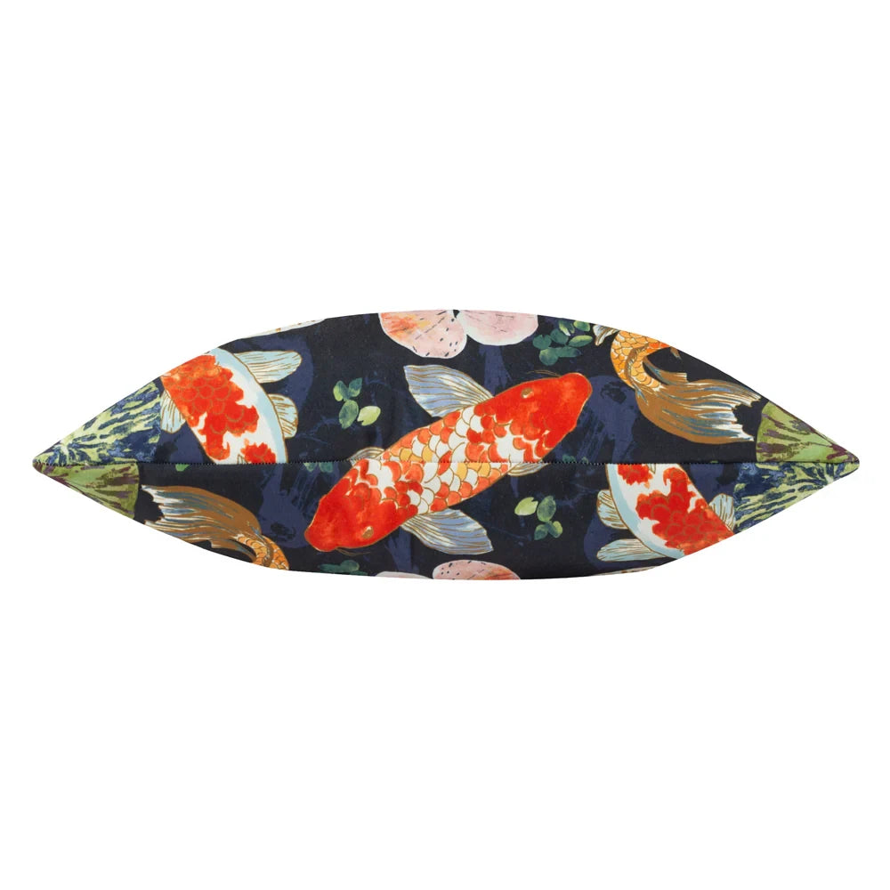 Koi Pond Midnight Outdoor Cushion Cover 17" x 17" by furn. 3