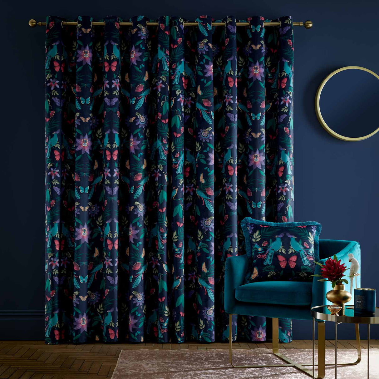 Mya Tropical Birds Eyelet Curtains by Catherine Lansfield