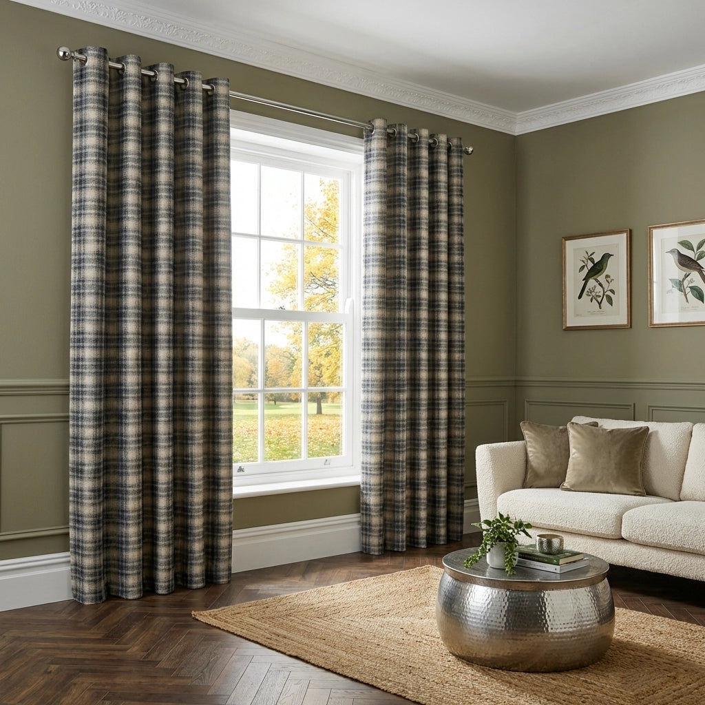 Everett Eyelet Curtains Ready Made Pair 1