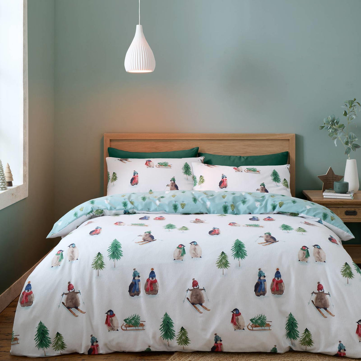 Brushed Snowy Penguin Duvet Cover Set by Catherine Lansfield