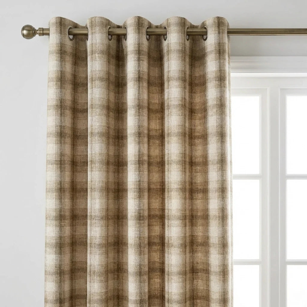 Everett Eyelet Curtains Ready Made Pair - Natural image 2