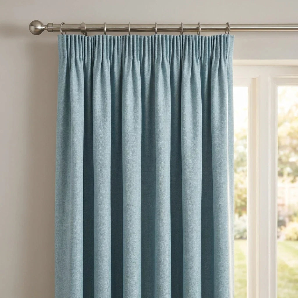 Eclipse Blackout Tape Top Pencil Pleat Curtains - Duck Egg image 2