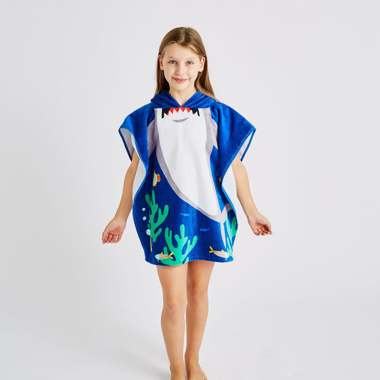 Shark Kids Hooded Towel Poncho by Catherine Lansfield