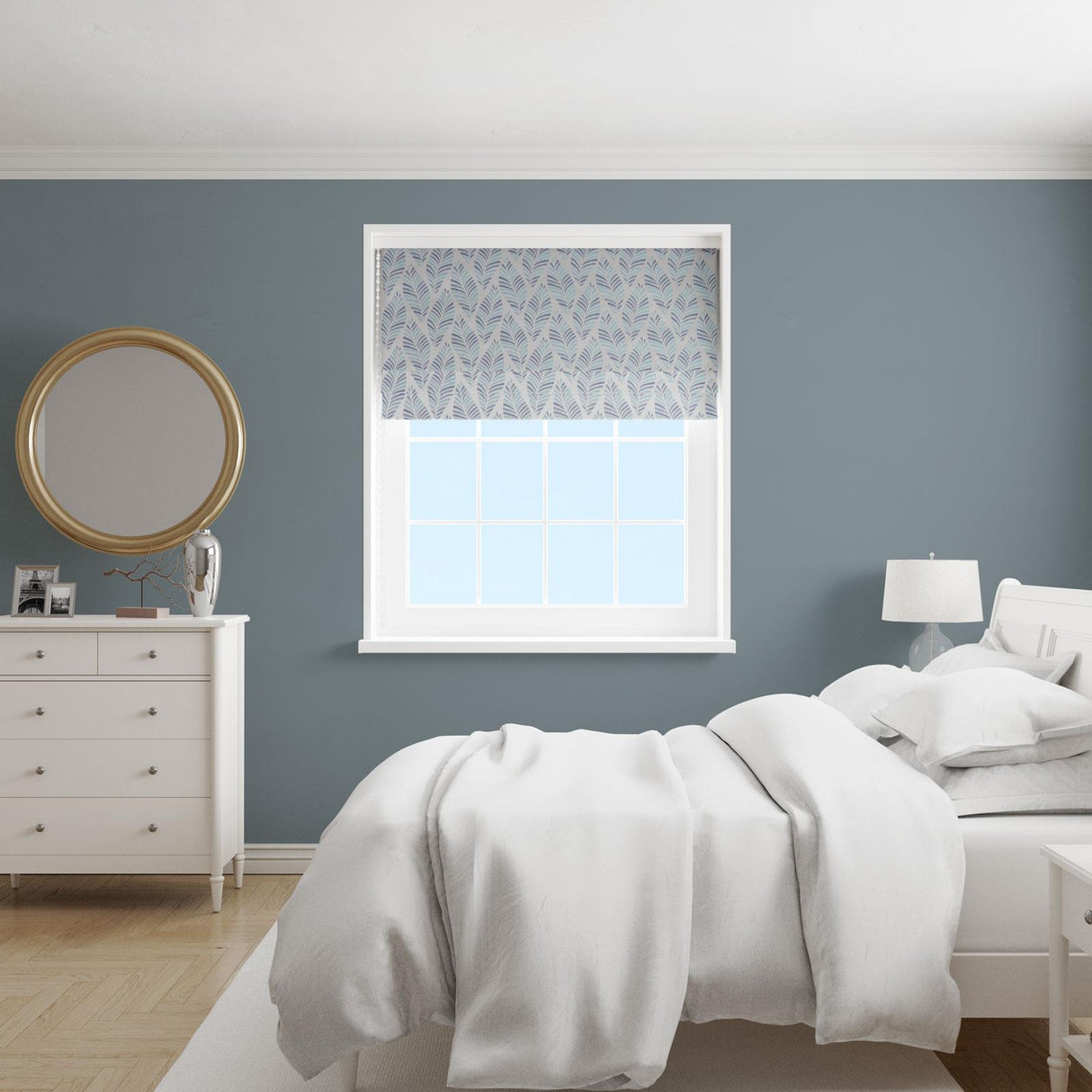 Metz Blue Made To Measure Roman Blind by Style Furnishings