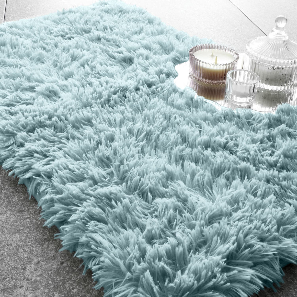 Catherine Lansfield Cuddly Soft Bath Mat 50cm x 80cm - Cuddly Bath Mat Duck Egg