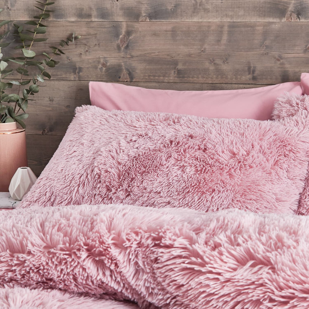 Catherine Lansfield Cuddly Duvet Cover Set - Cuddly Duvet Set Blush