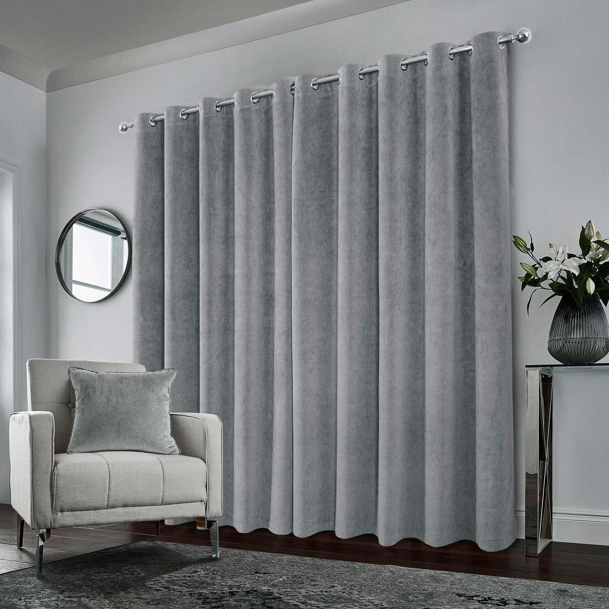 Hampton Velvet Blackout Eyelet Curtains by Enhanced Living