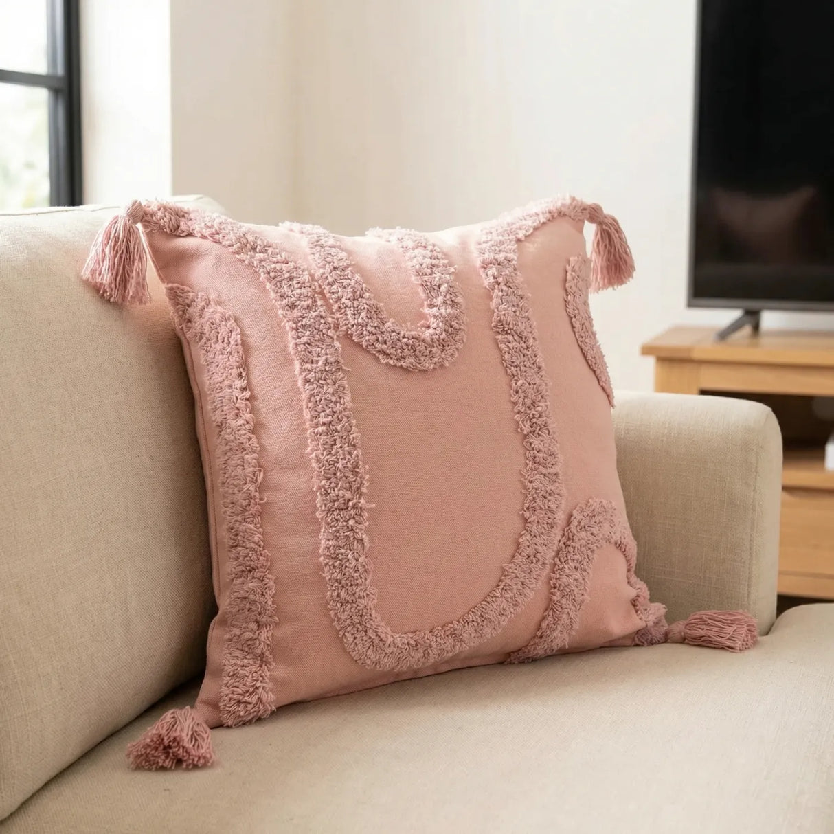 Cabana Tufted Cushion Cover 43cm x 43cm - Blush