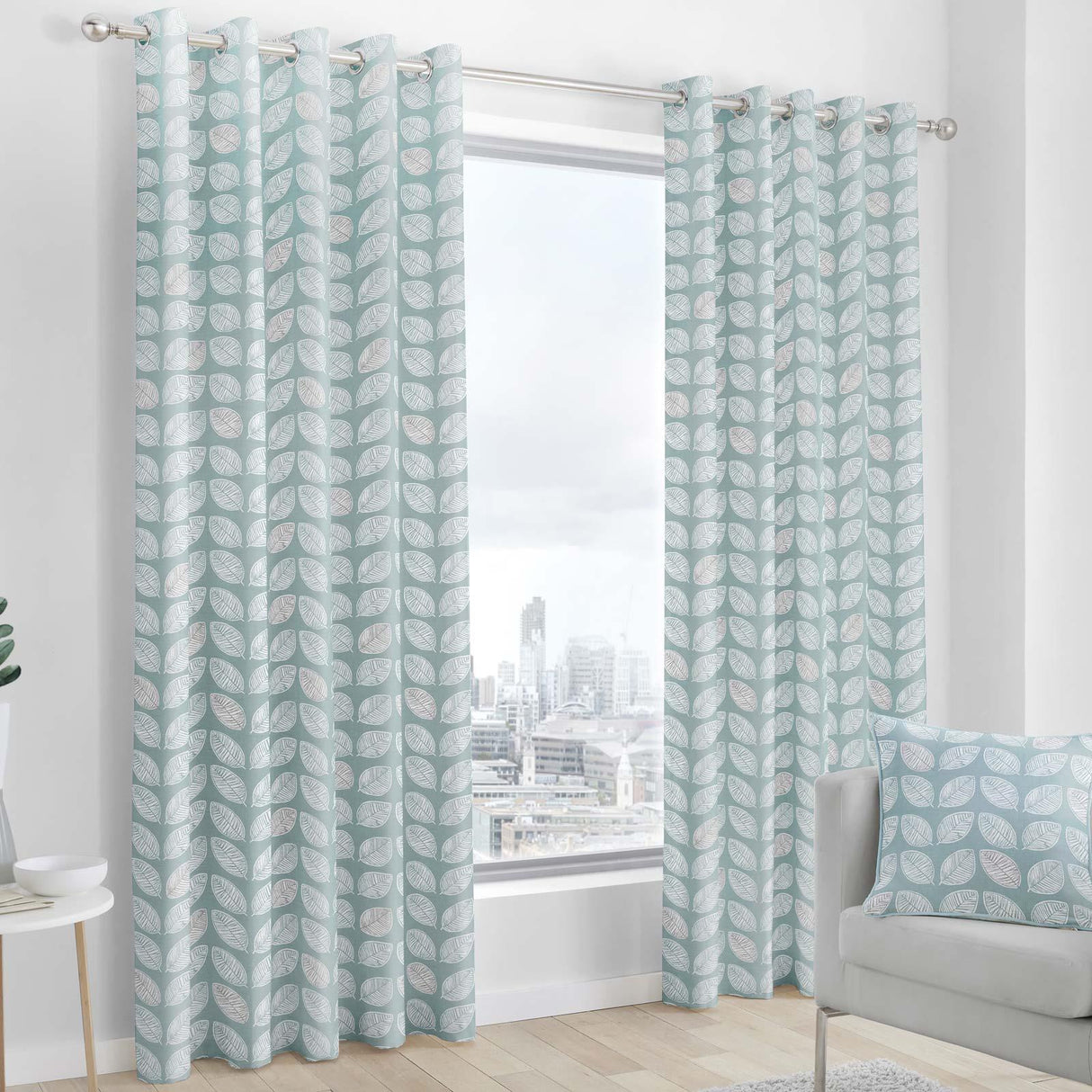 Fusion Delft Ready Made Eyelet Curtains