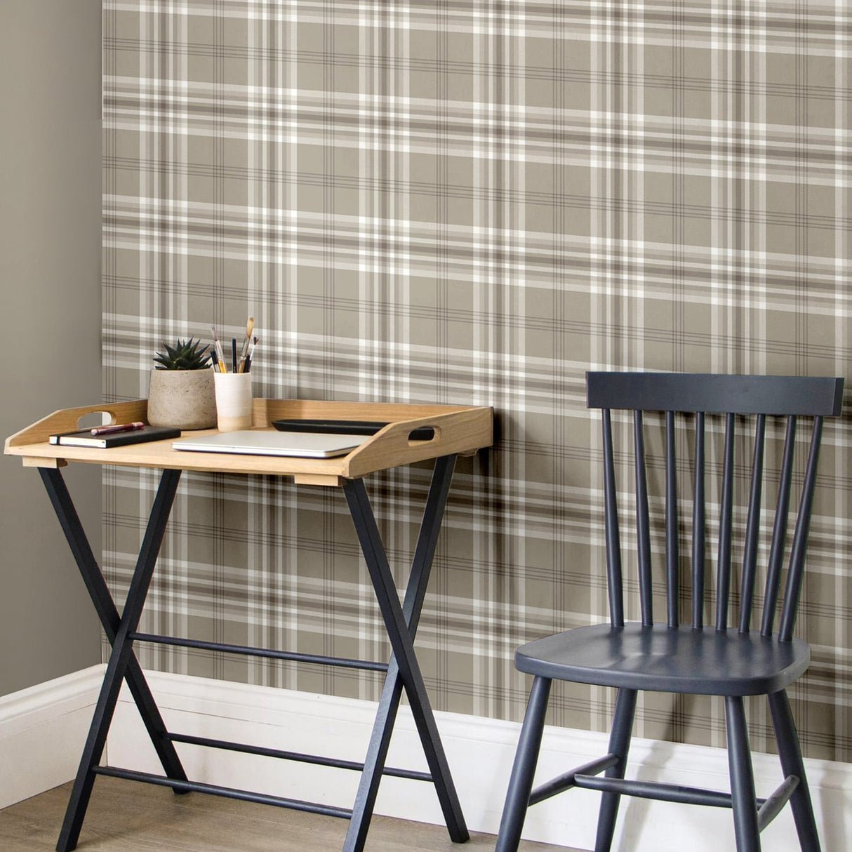 Catherine Lansfield Kelso Check Cream Tartan Wallpaper - Kelso Cream Wallpaper (1)