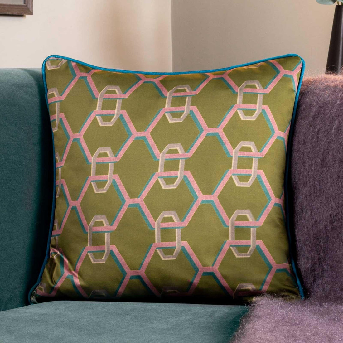 Carnaby Chain Olive Cushion Cover 45cm x 45cm
