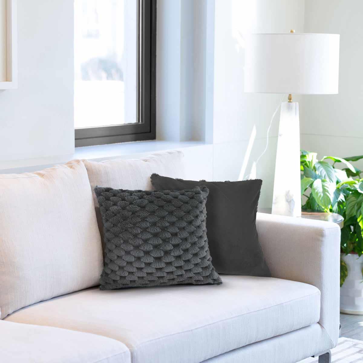 Lush Faux Rabbit Fur Cushion Cover 17" x 17" (43cm x 43cm) by Emma Barclay 2