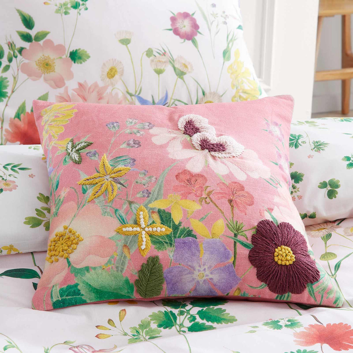 RHS Cottage Meadow Floral Filled Cushion