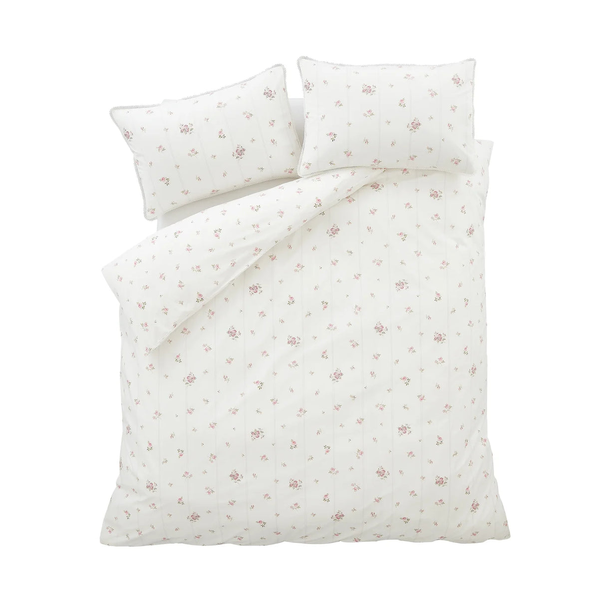 Bianca Vintage Rosebud Lace 200 Thread Count Cotton Reversible Duvet Cover Set 6