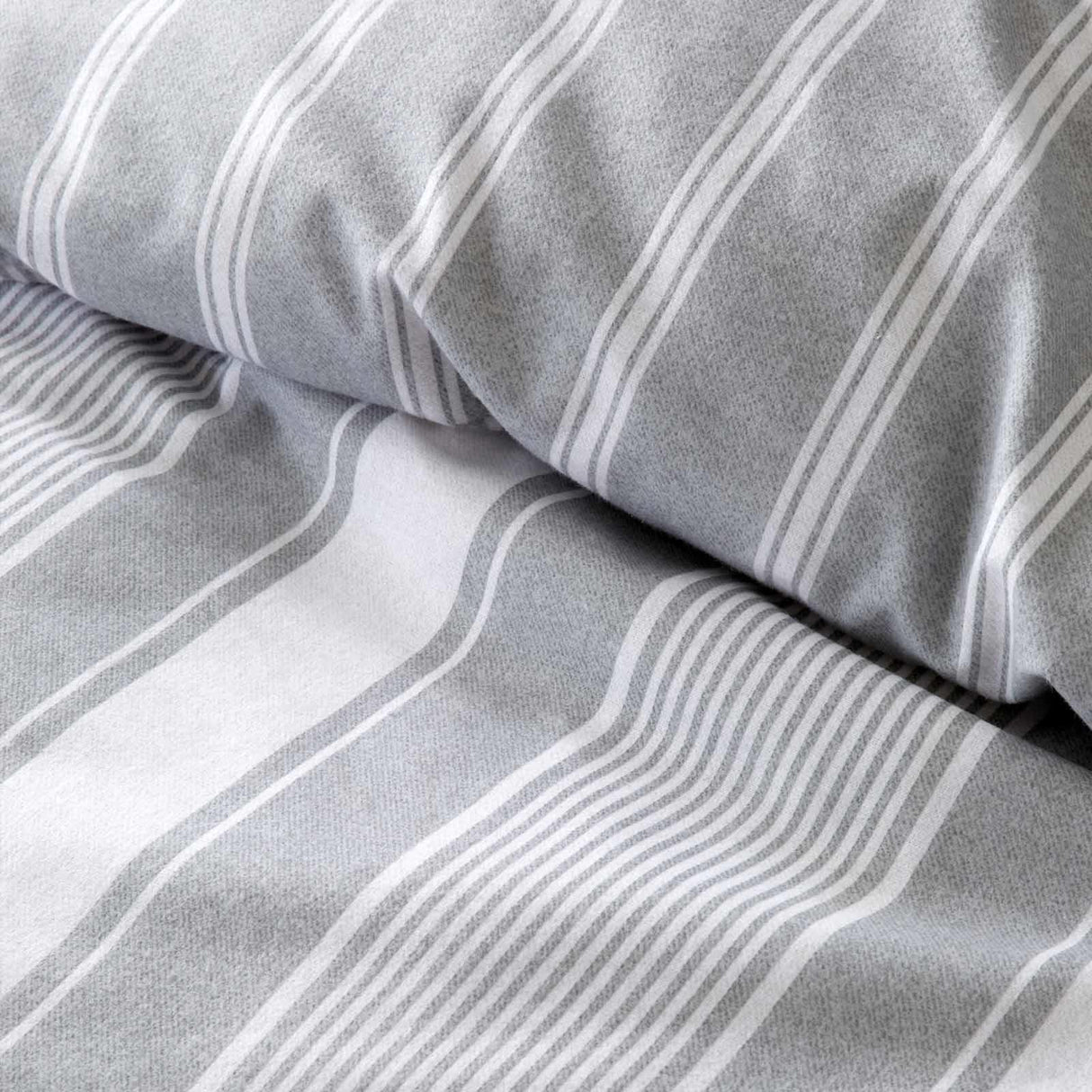 Brushed Cotton Flannelette Ticking Stripe Duvet Cover Set by Bianca