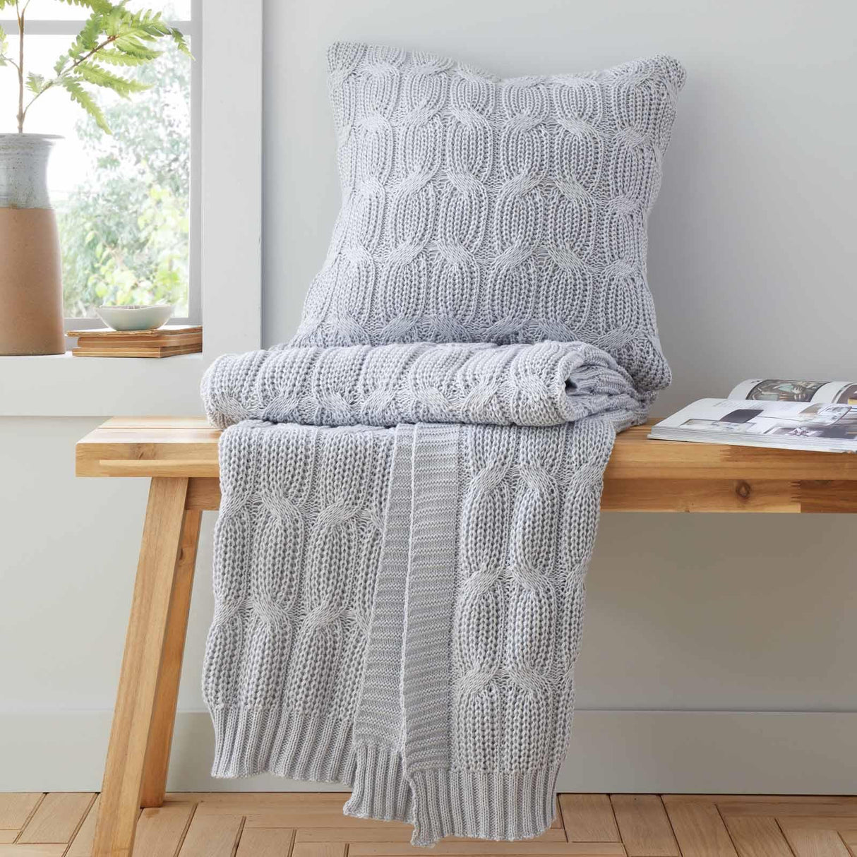 Chunky Marl Knit Throw Blanket 130cm x 170cm by Catherine Lansfield