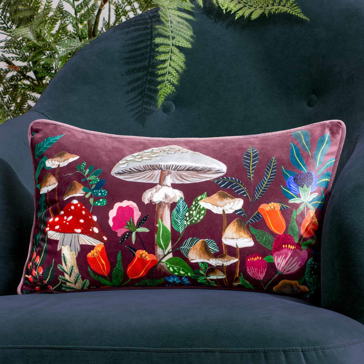 Wild Garden Mushrooms Cushion Cover by Wylder Nature