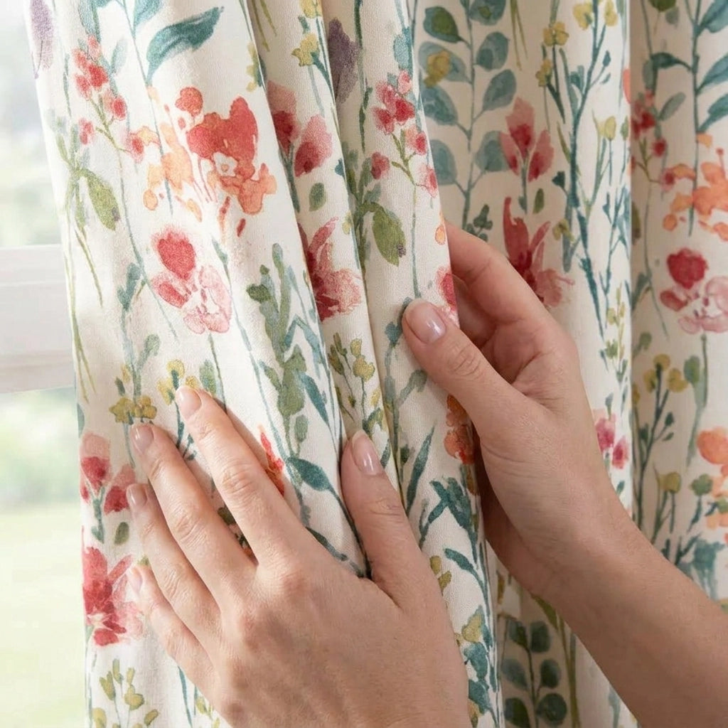 Amaryllis Floral Tape Top Curtains