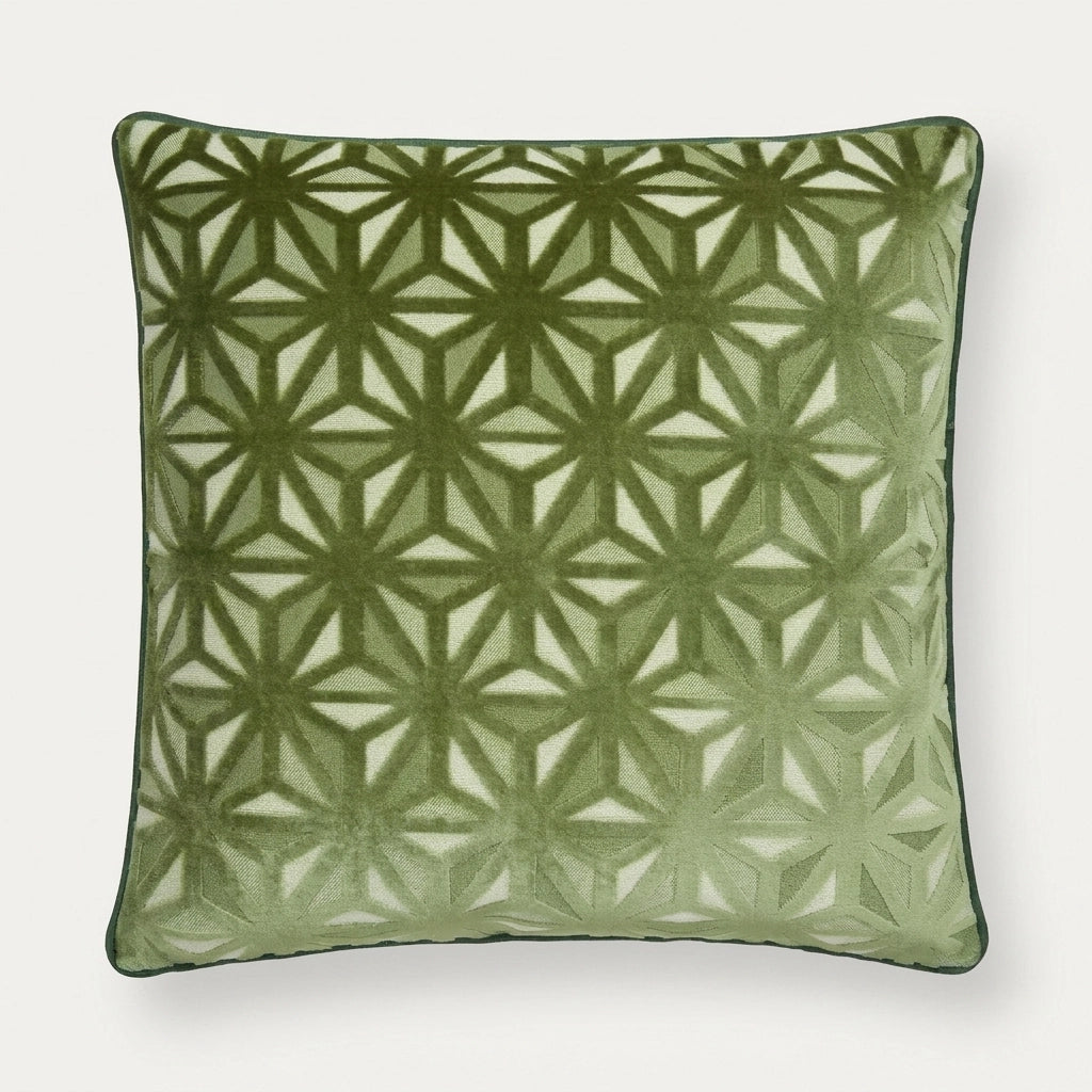 Star Geo Geometric Textured Green Filled Cushion / Cover 17" x 17" 3