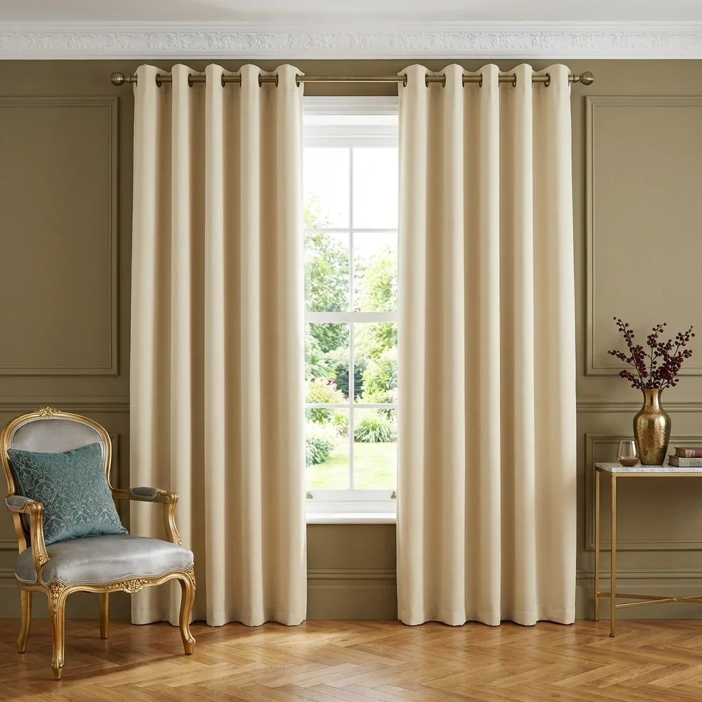 Essential Cream Thermal Blackout Eyelet Curtains