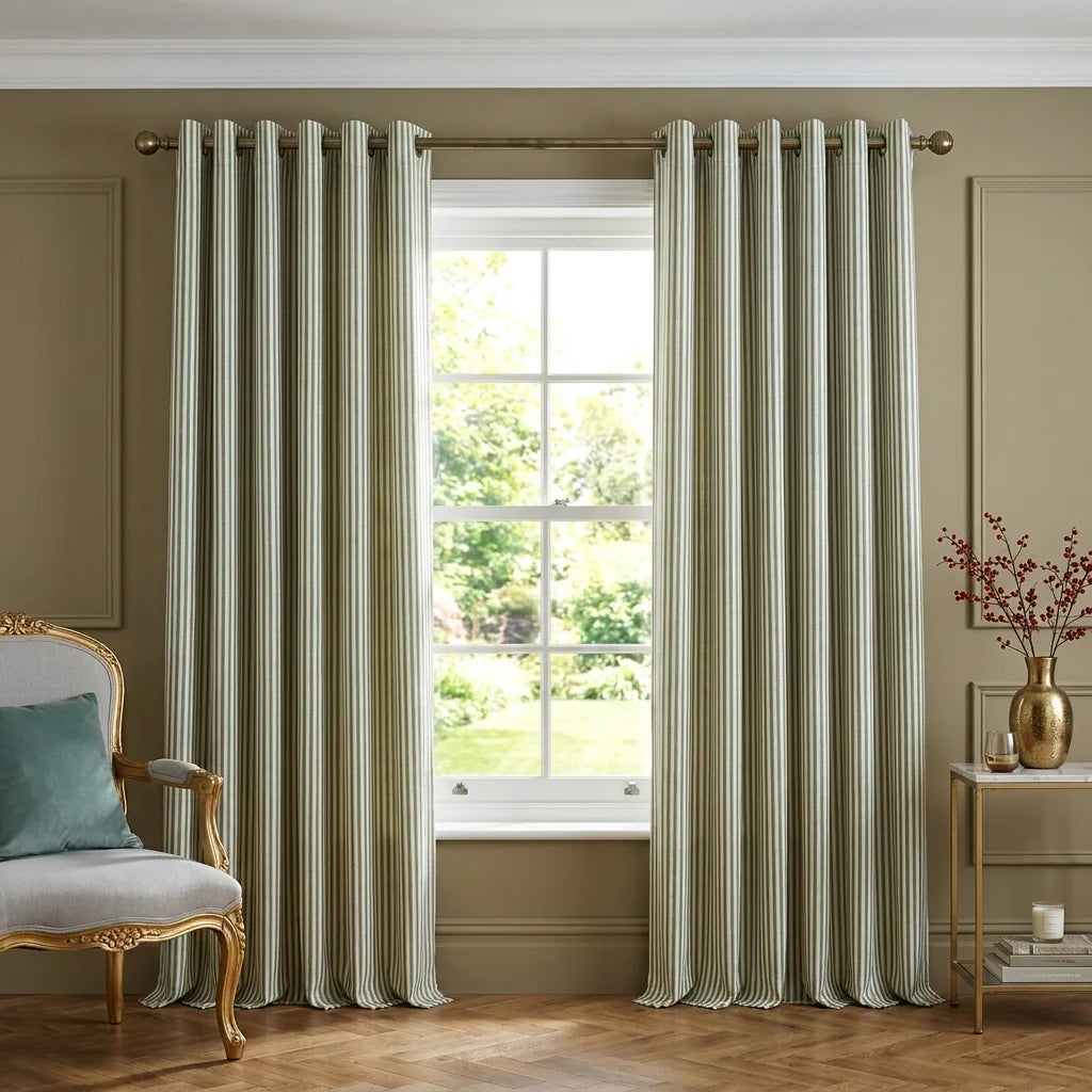 Hebden Lined Forest 100% Cotton Dimout Eyelet Curtains