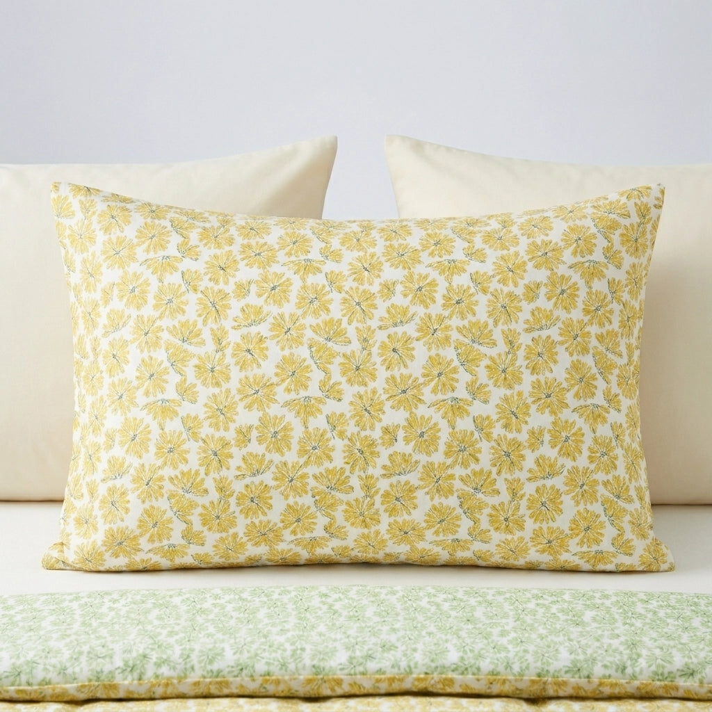 Retro Daisy Floral Yellow Polycotton Duvet Cover Set 3