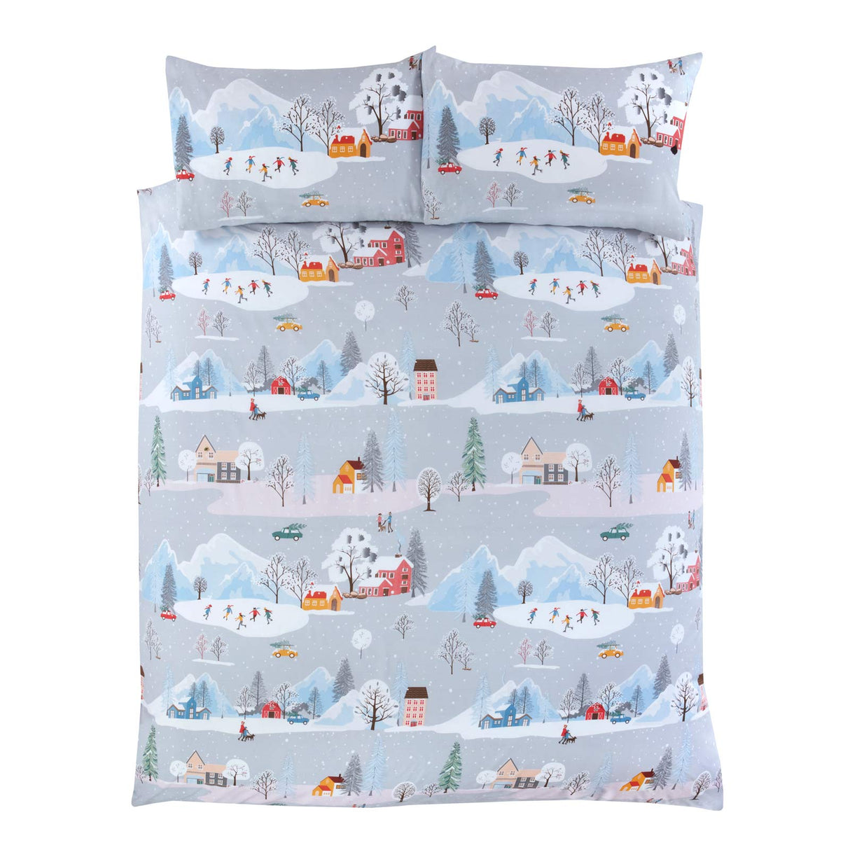 Christmas Winter Town Duvet Cover Set by Rapport Home