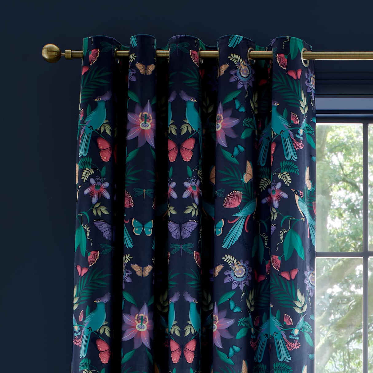 Mya Tropical Birds Eyelet Curtains by Catherine Lansfield