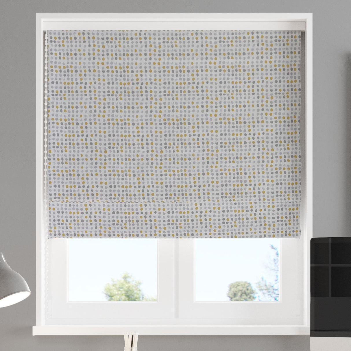 Dot Dot Ochre Made To Measure Roman Blind by Style Furnishings