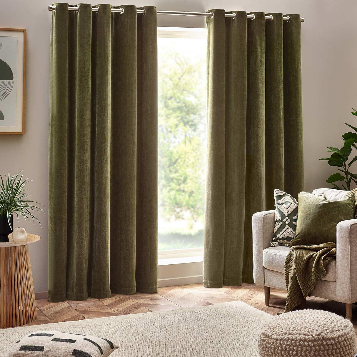 Heavy Chenille Room Darkening Eyelet Curtains by Yard