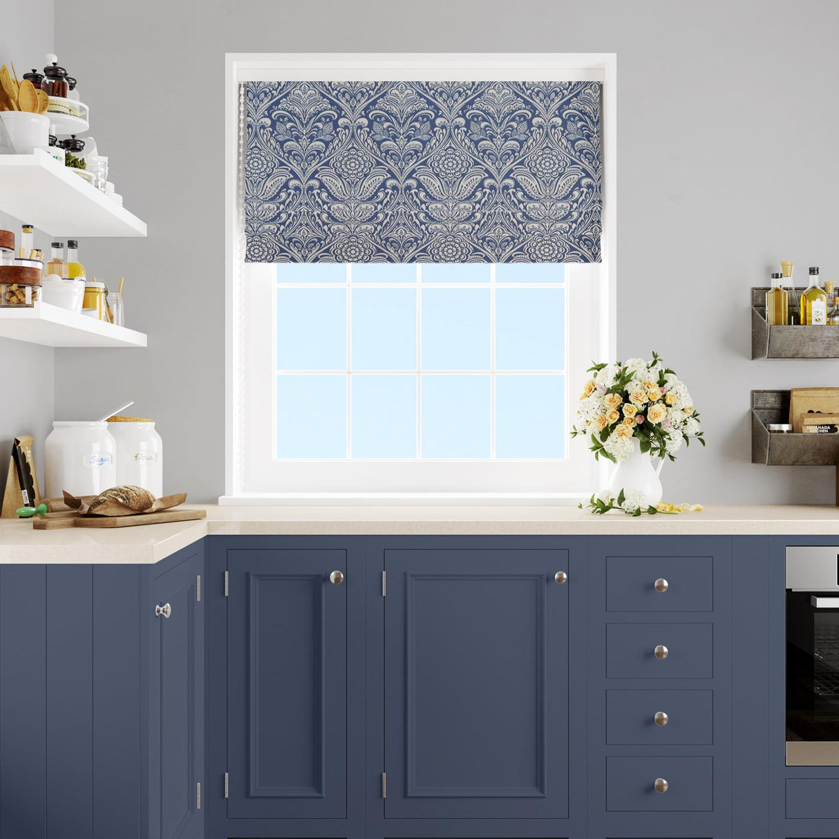 Hathaway Indigo Made To Measure Roman Blind by Style Furnishings