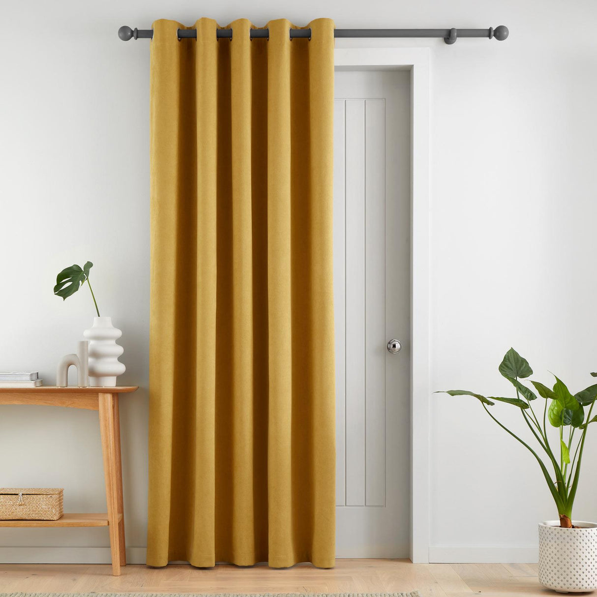 Catherine Lansfield Wilson Blackout Thermal Door Curtain Panel - Yellow