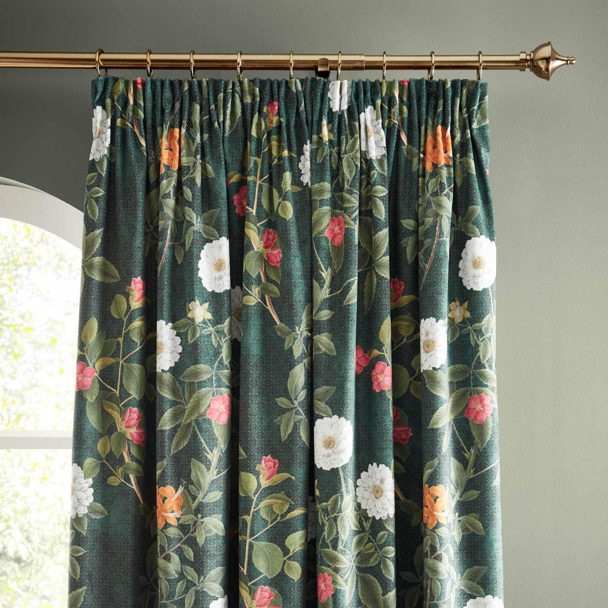Arcadia Floral Tape Top Curtains by RHS