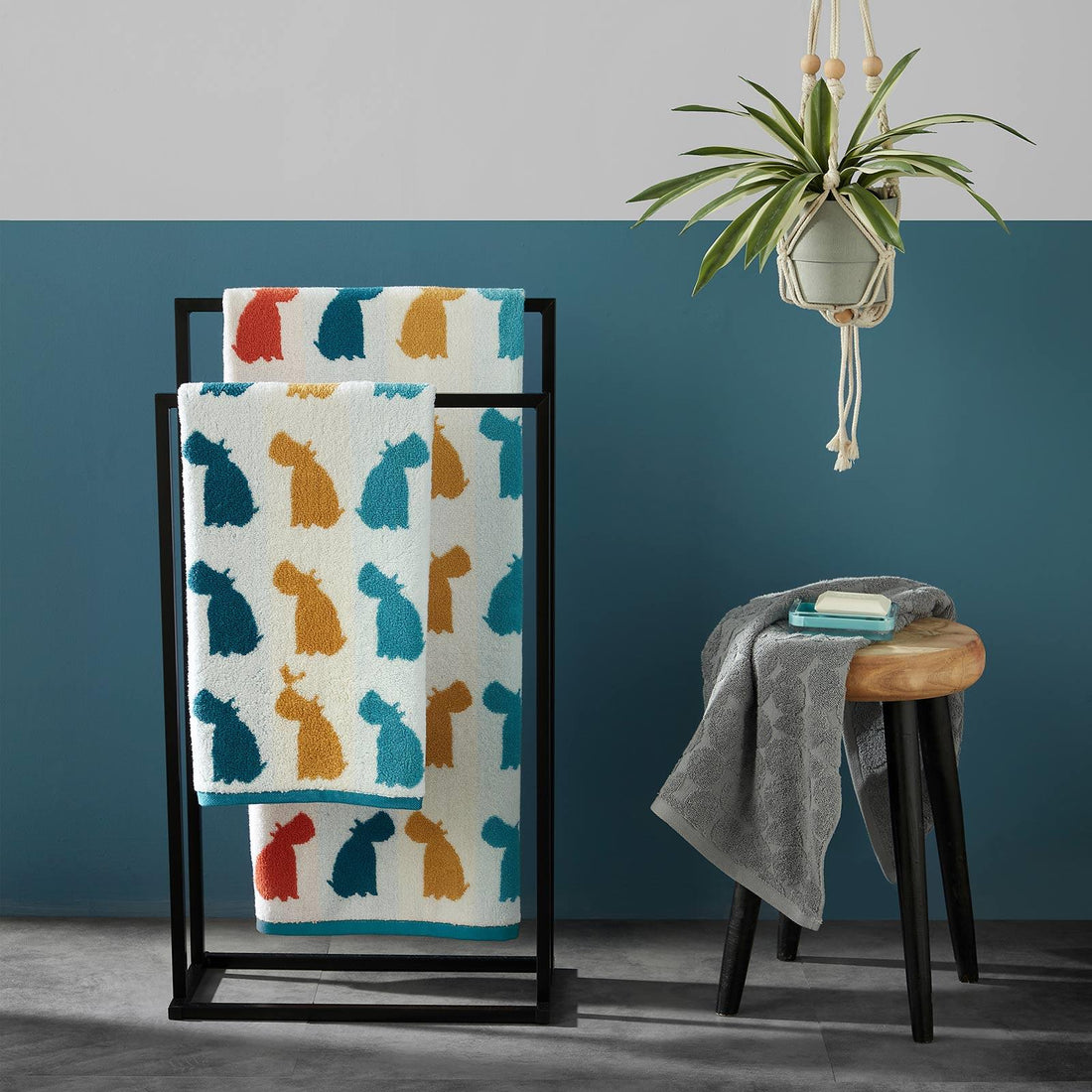 Hippo Jacquard Beige 100% Cotton Bathroom Towel
