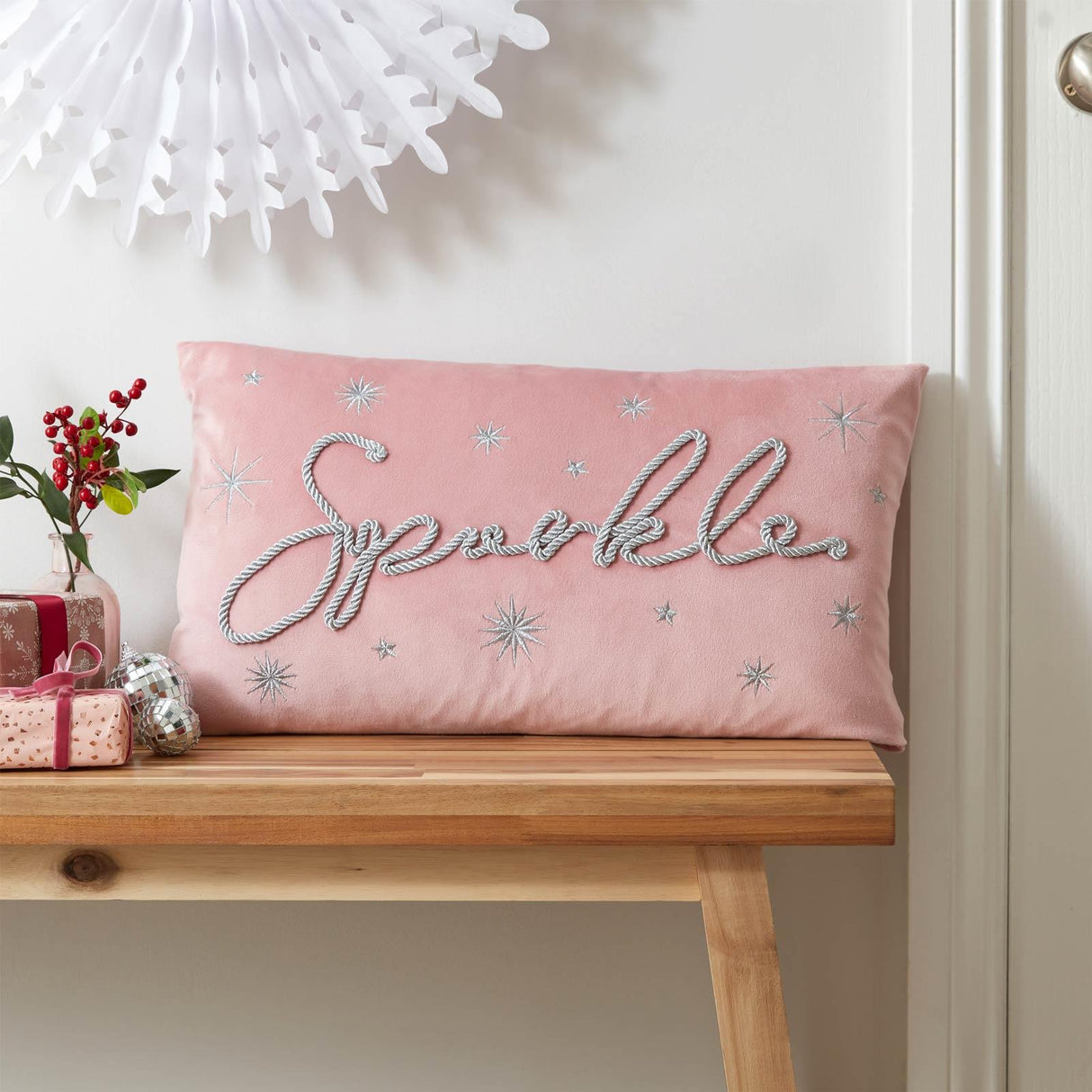 Catherine Lansfield Christmas Sparkle Filled Cushion 30cm x 50cm