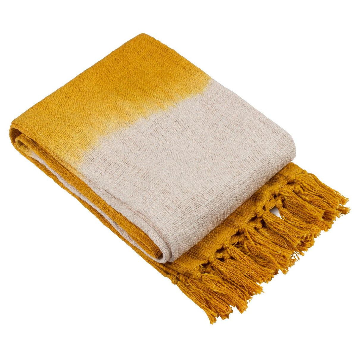 Mizu Dip Dye Fringed Cotton Throw 130cm x 170cm by furn.
