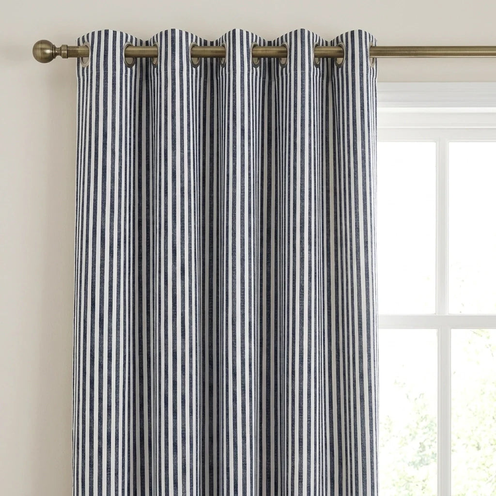Hebden Lined Eyelet Curtains - Navy image 2