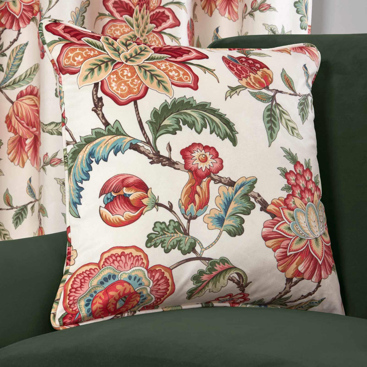 Linden Floral Velvet Cushion Cover by Sundour