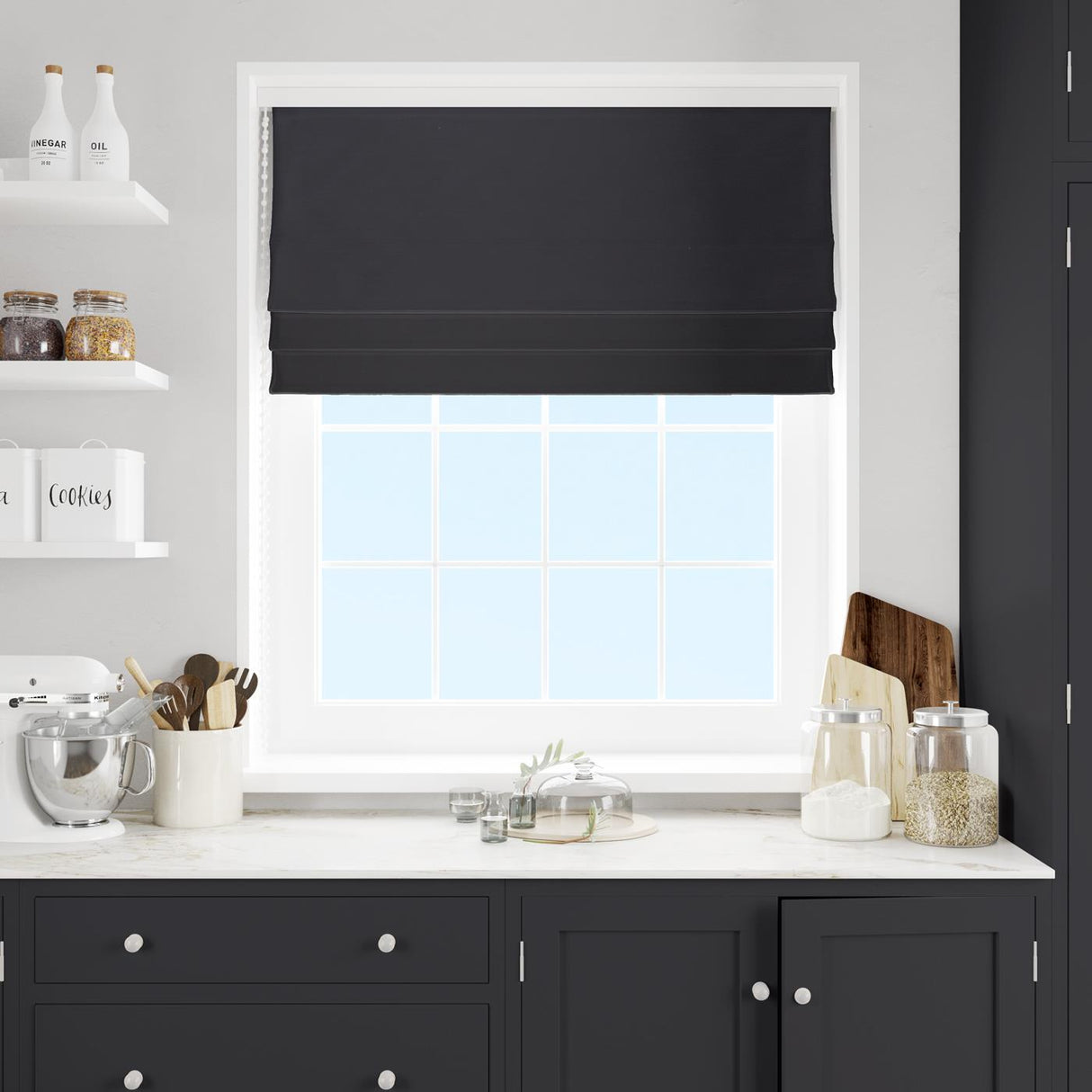 Lucida Black Made To Measure Roman Blind by Style Furnishings