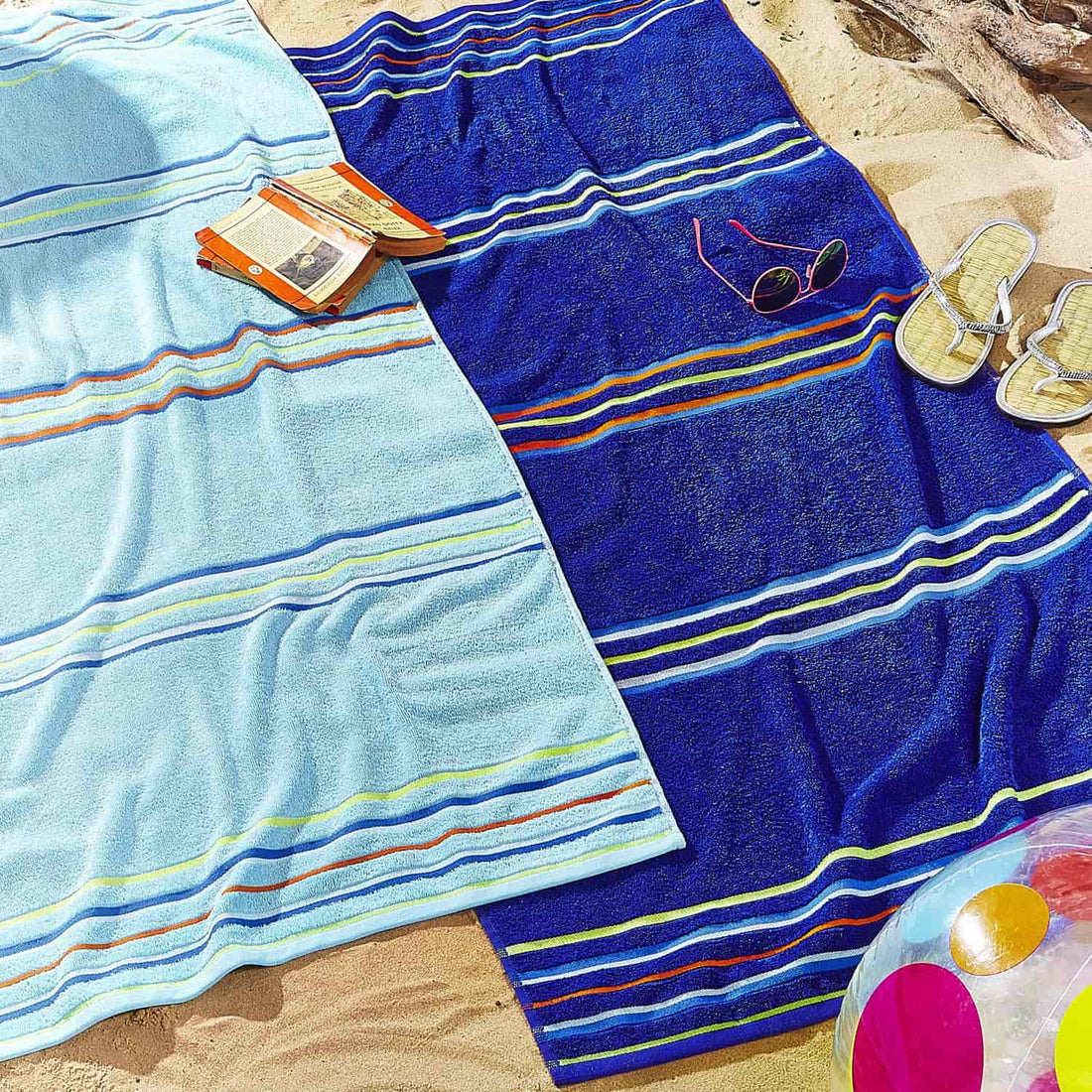 Catherine Lansfield Rainbow Beach 100% Cotton Towel Pair 75x150cm
