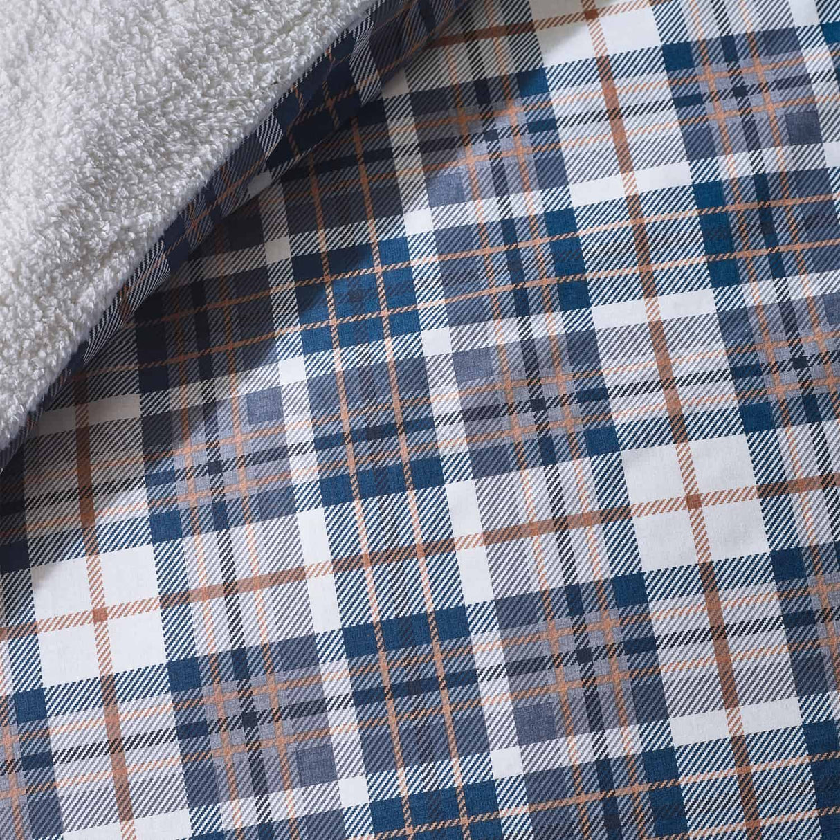 Catherine Lansfield Cosy Sherpa Check Duvet Cover Set - Cosy Sherpa Check Navy Duvet Set