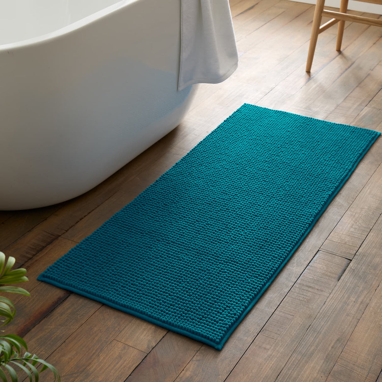 Catherine Lansfield Bobble Charcoal Grey Bath Runner 50x120cm - Bobble Bath Runner Teal