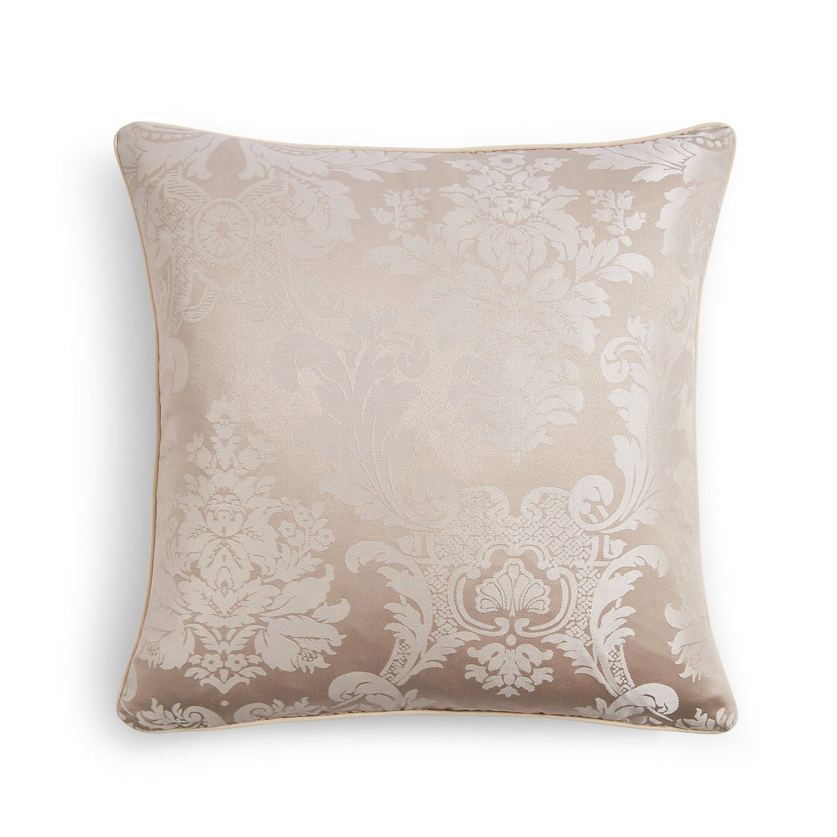 Catherine Lansfield Damask Jacquard Filled Cushion 43cm x 43cm - Champagne - Damask Jacquard Cushion Champagne